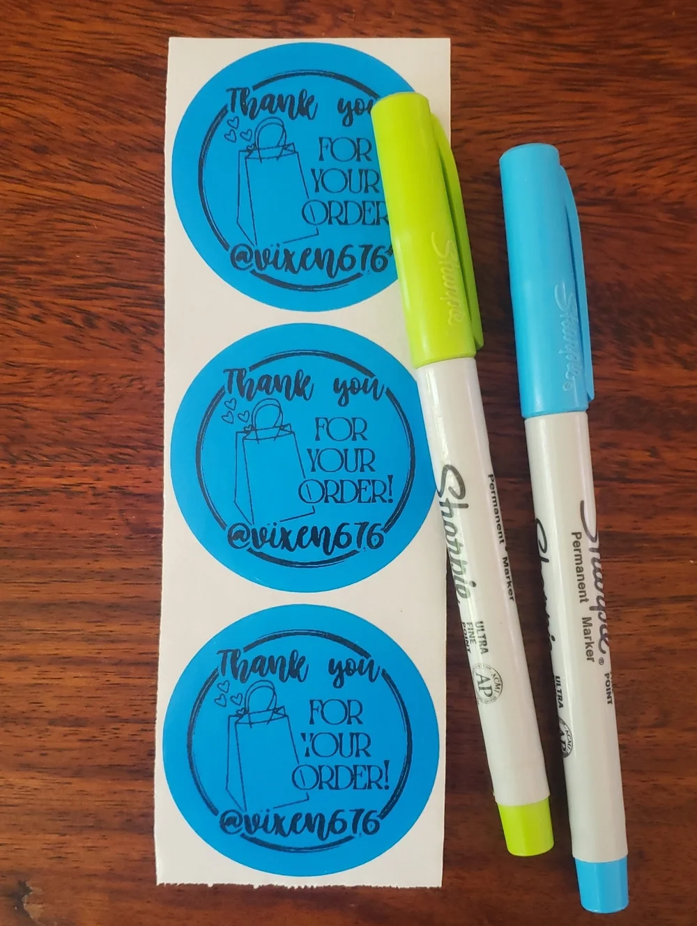 CUSTOM THANK YOU STICKERS • Set of 50 • Large Blue 2